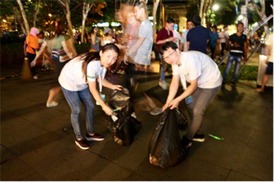 Volunteers litter-picking